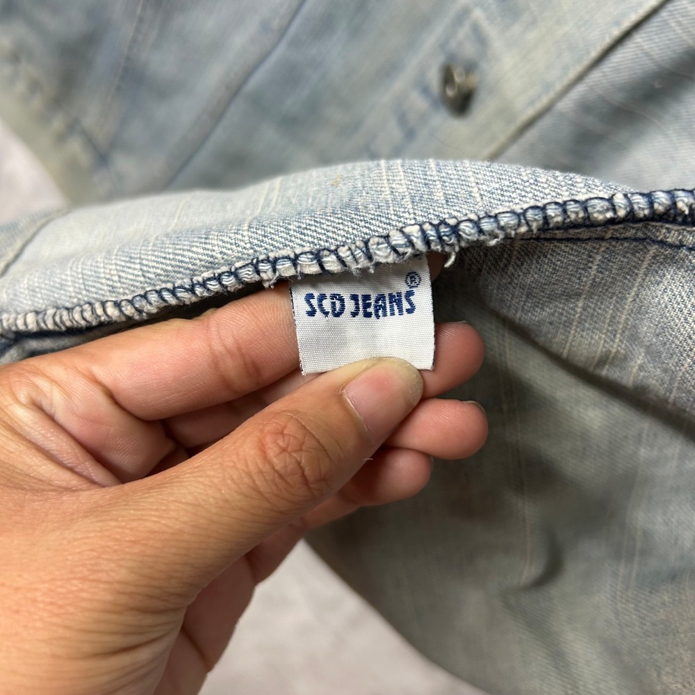 Vintage SCD Jeans Trucker Jacket Men's Blue‎ Denim Button Front Classic - Large - Picture 11 of 14